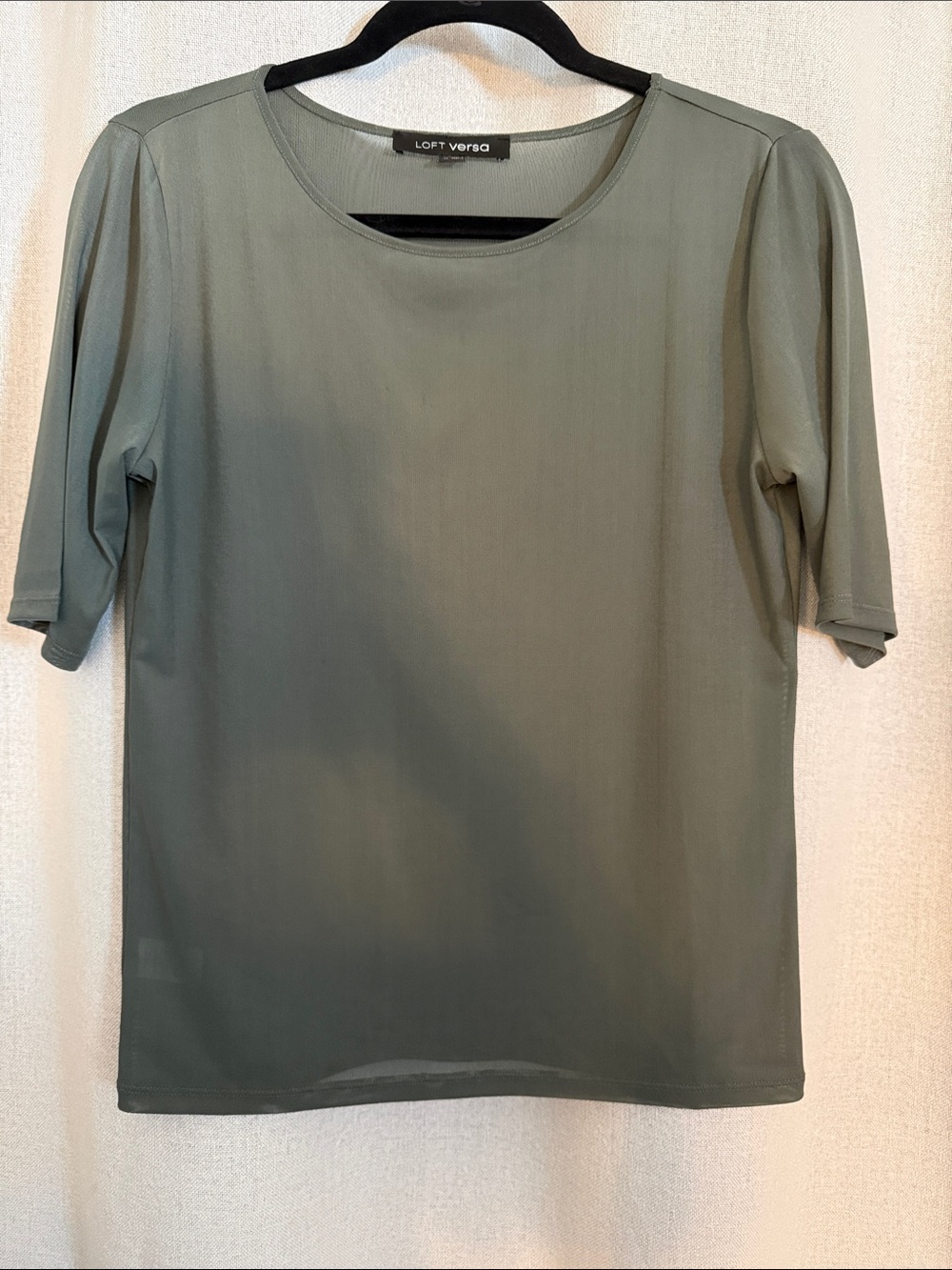 LOFT Green Short Sleeve Sheer Top